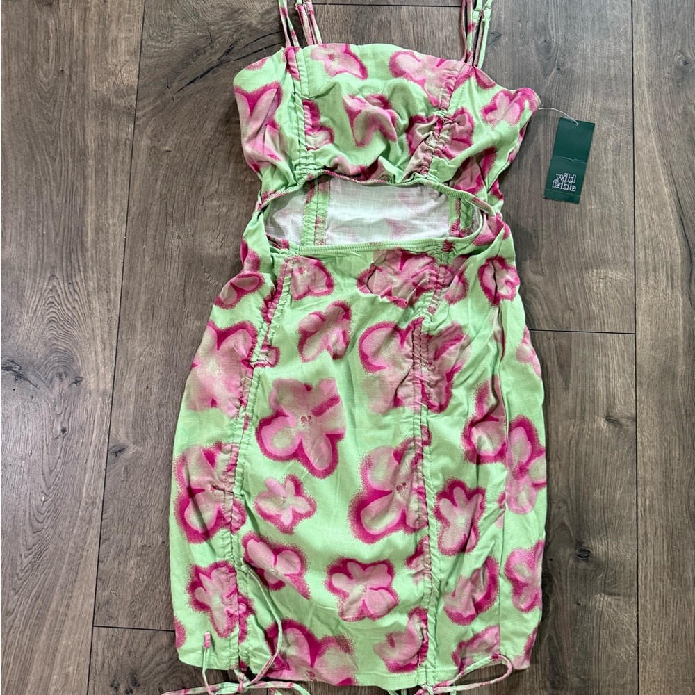 Wild Fable Green and Pink Floral Dress NWT